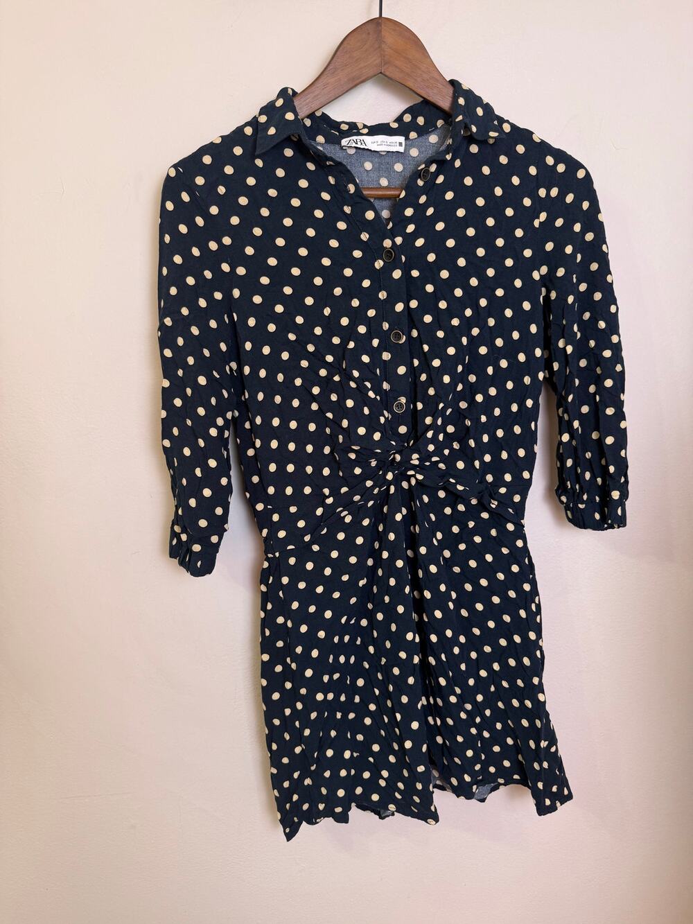 Zara Polka Dot 3/4 Sleeve Mini Dress Women’s Sz S